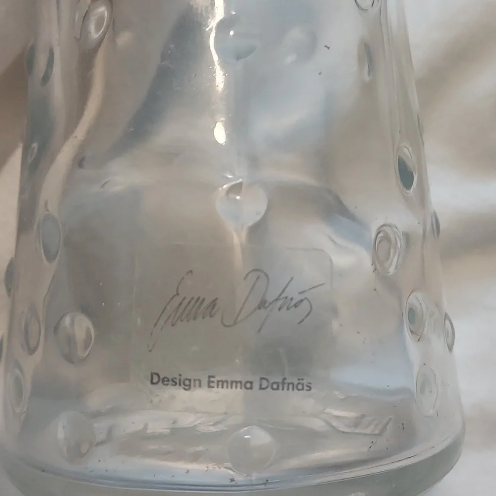Ikea Emma Dafnas Clear Glass Vase Hobnail Pattern Poland 16795 7.25